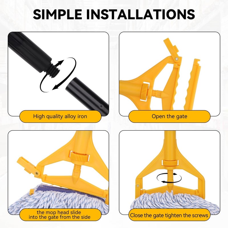 BeiLan Mop Handle Commercial Heavy Duty - 57 Inch Industrial Metal Mop Stick Replacement for Floor Cleaning - Professional Mops Head Replacement Holder - Image 3